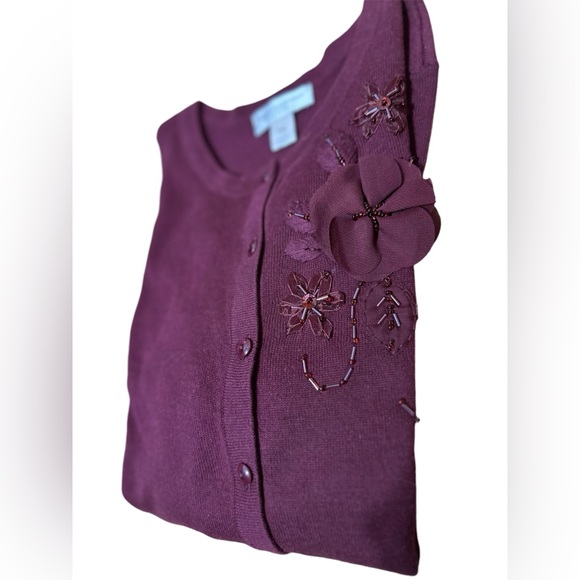 Christopher & Banks Maroon Blouse Size Medium Petite - Picture 3 of 9